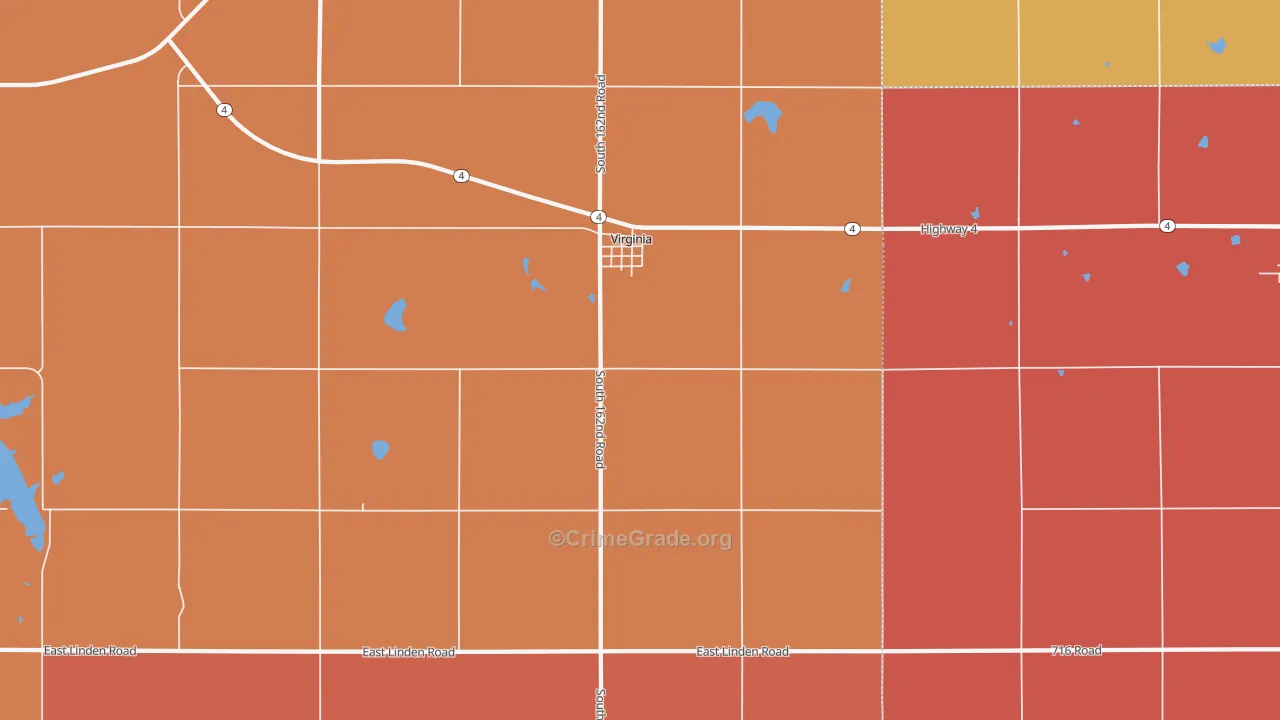Virginia, NE Map of Robbery Rates