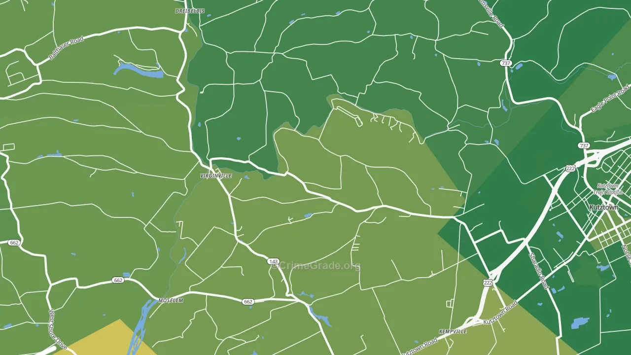 Virginville, PA Map of Robbery Rates