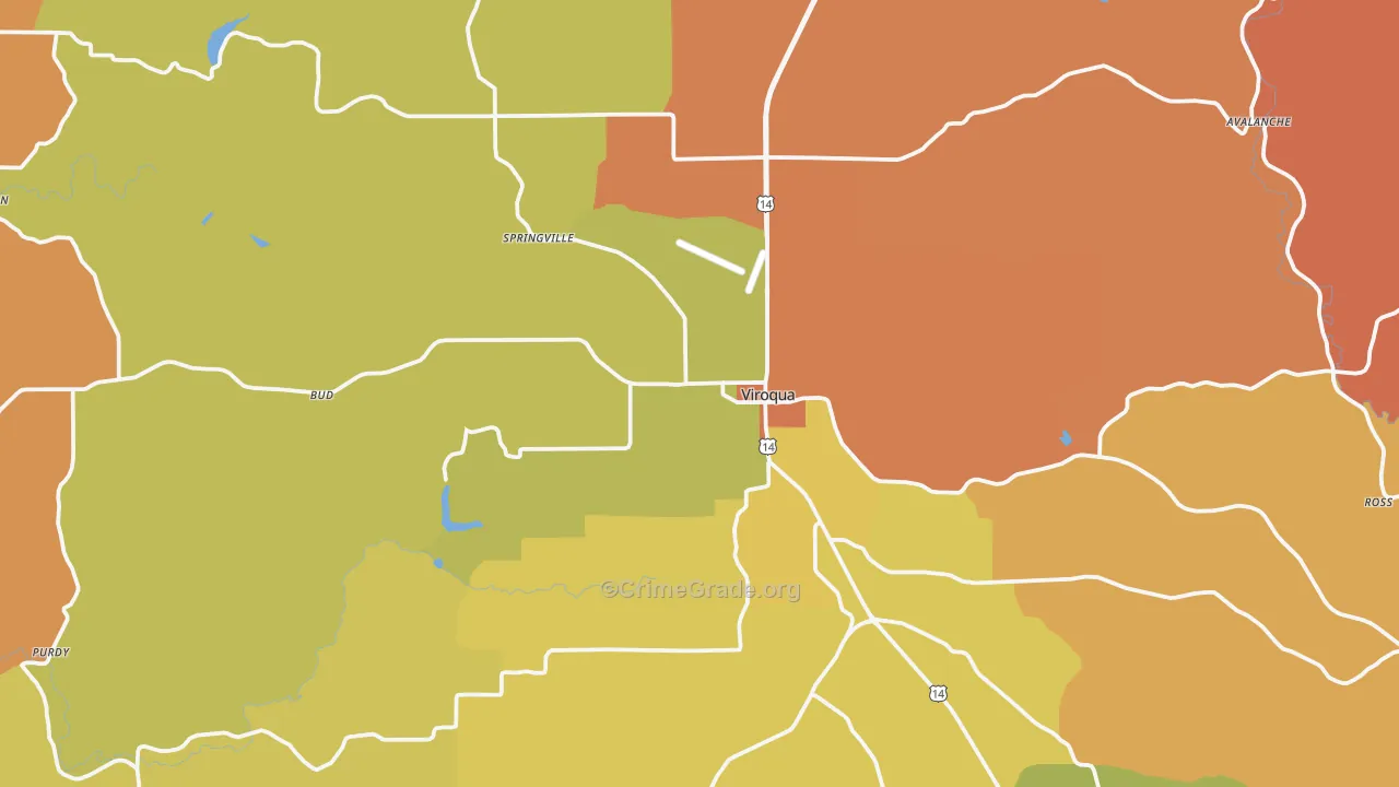 Viroqua, WI Map of Robbery Rates