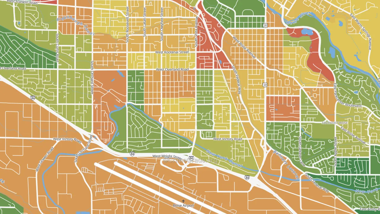Vista, Boise, ID Map of Robbery Rates