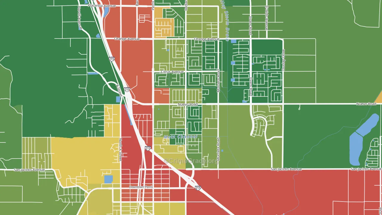 Vista Creek, Perris, CA Map of Robbery Rates