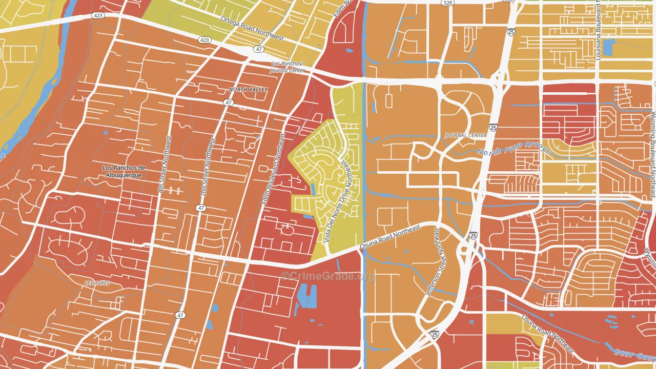 Vista del Norte, Albuquerque, NM Map of Robbery Rates