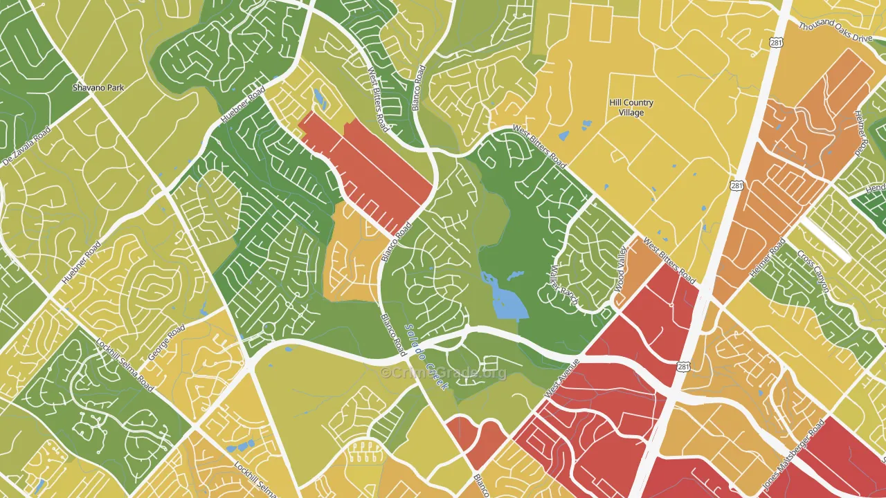 Vista del Norte, San Antonio, TX Map of Robbery Rates