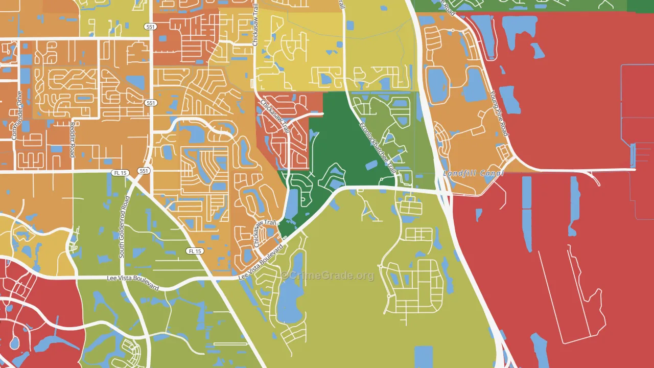 Vista East, Orlando, FL Map of Robbery Rates