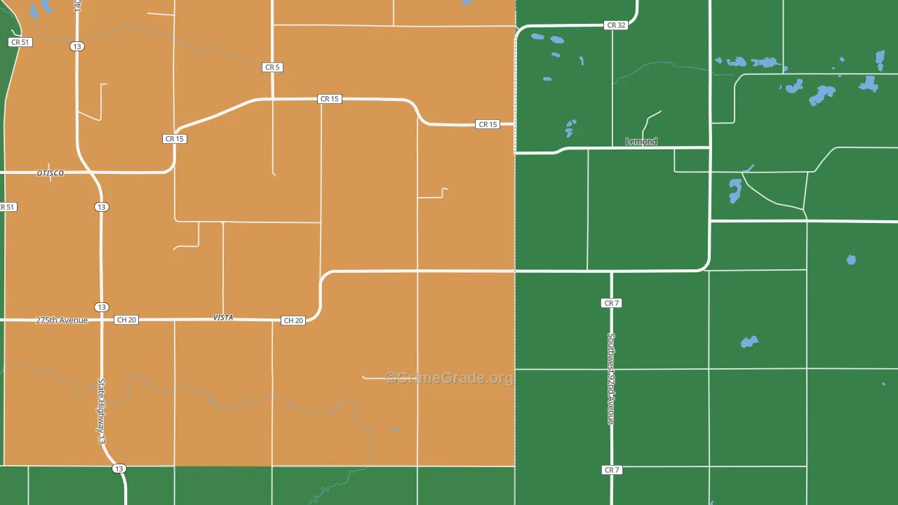 Vista, MN Map of Robbery Rates