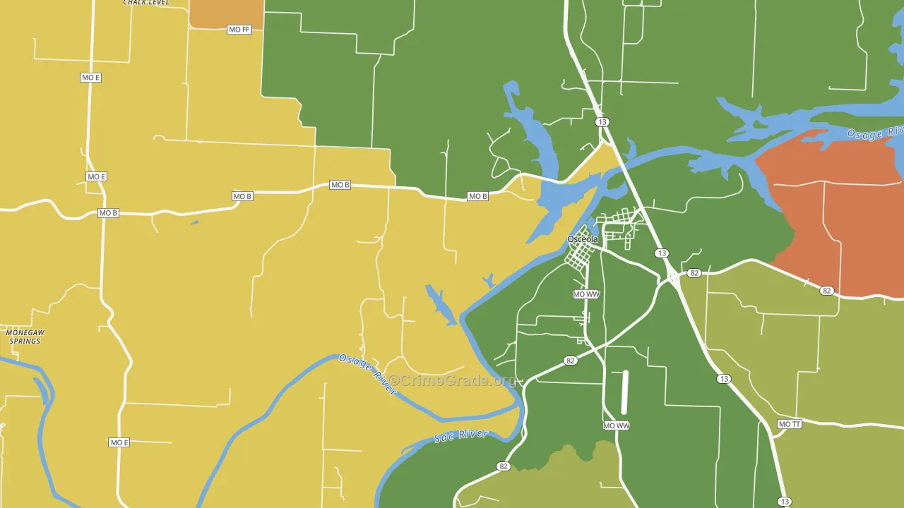 Vista, MO Map of Robbery Rates