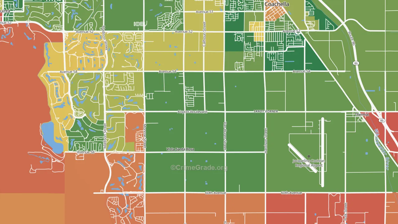 Vista Santa Rosa, CA Map of Robbery Rates