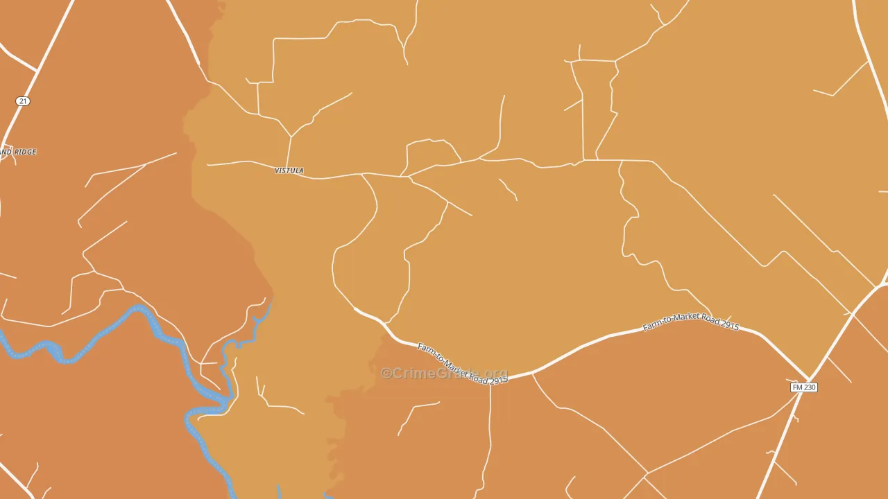 Vistula, TX Map of Robbery Rates