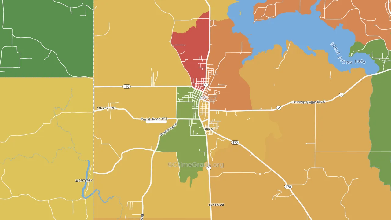 Vivian, LA Map of Robbery Rates