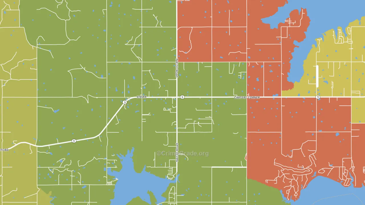 Vivian, OK Map of Robbery Rates