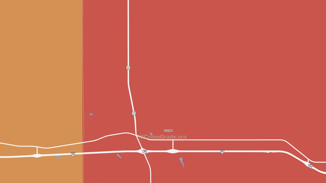 Vivian, SD Map of Robbery Rates