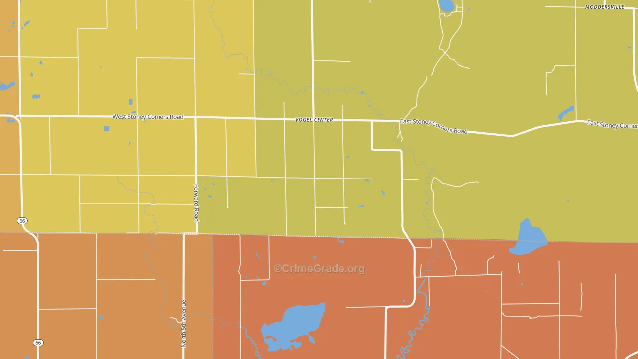 Vogel Center, MI Map of Robbery Rates