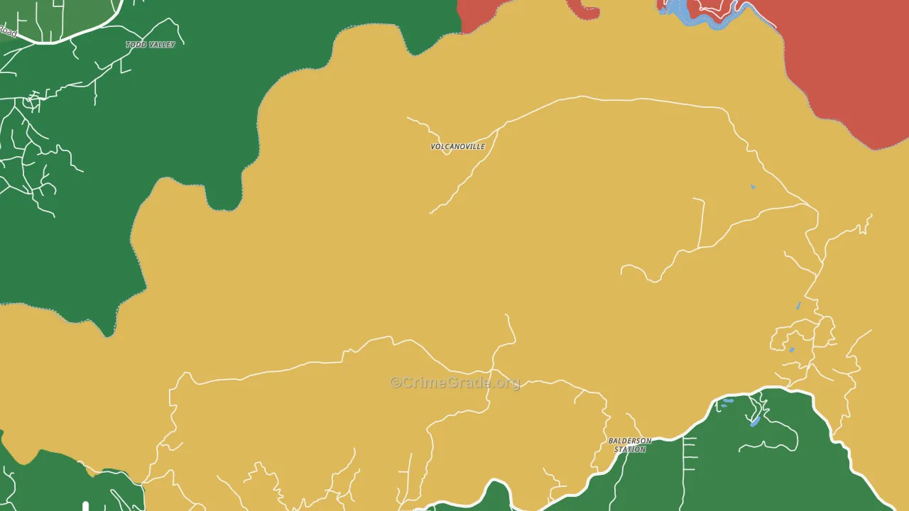Volcanoville, CA Map of Robbery Rates