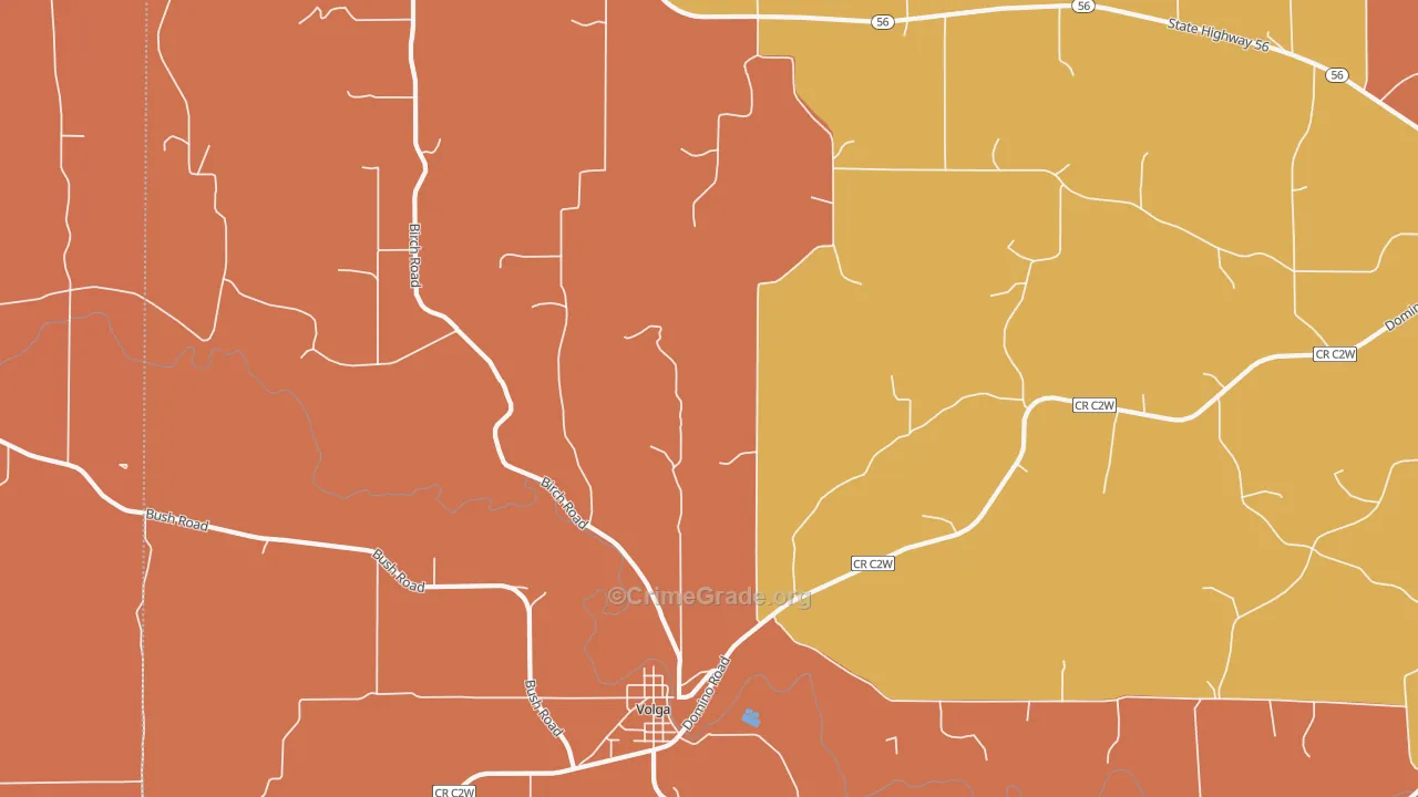 Volga, IA Map of Robbery Rates