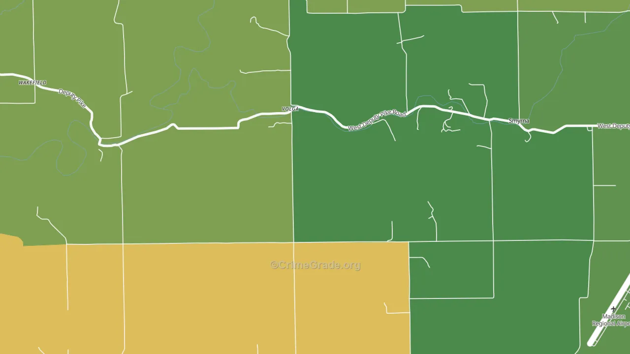 Volga, IN Map of Robbery Rates