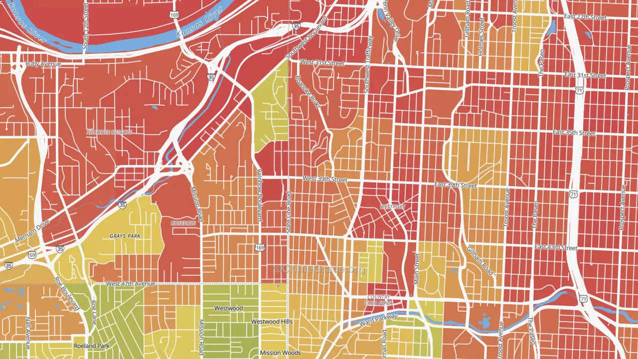 Volker, Kansas City, MO Map of Robbery Rates
