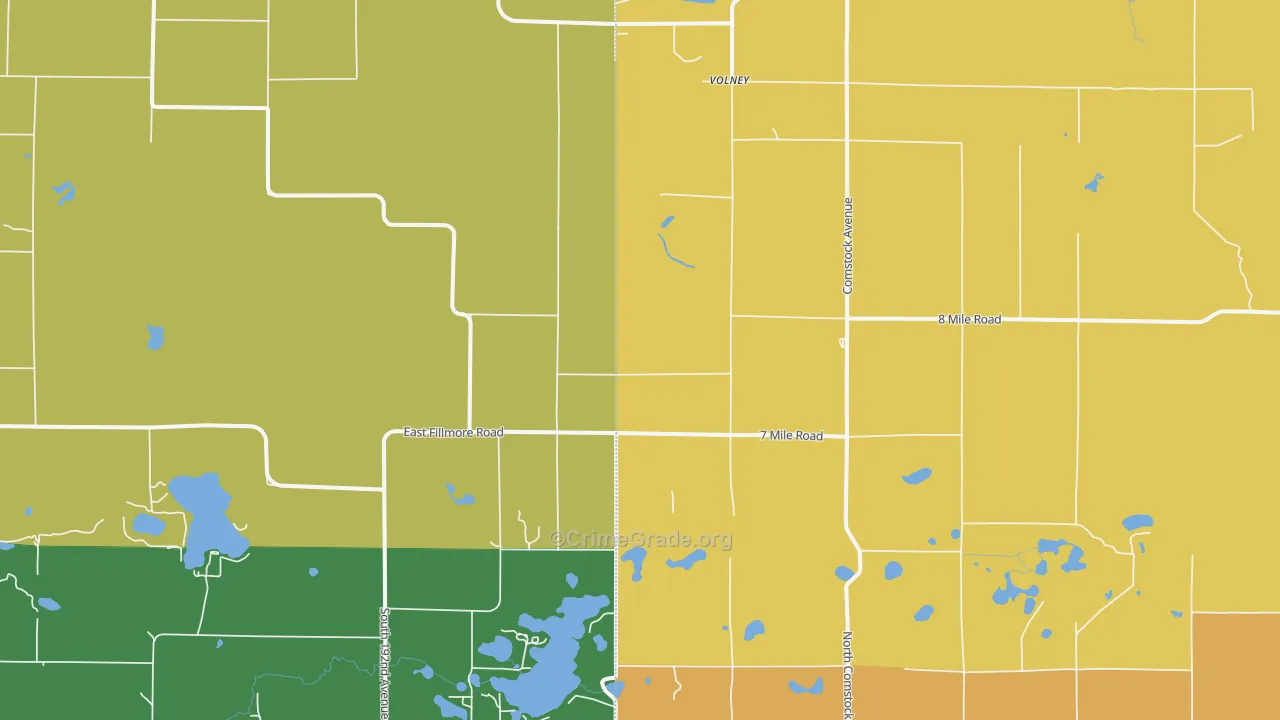Volney, MI Map of Robbery Rates