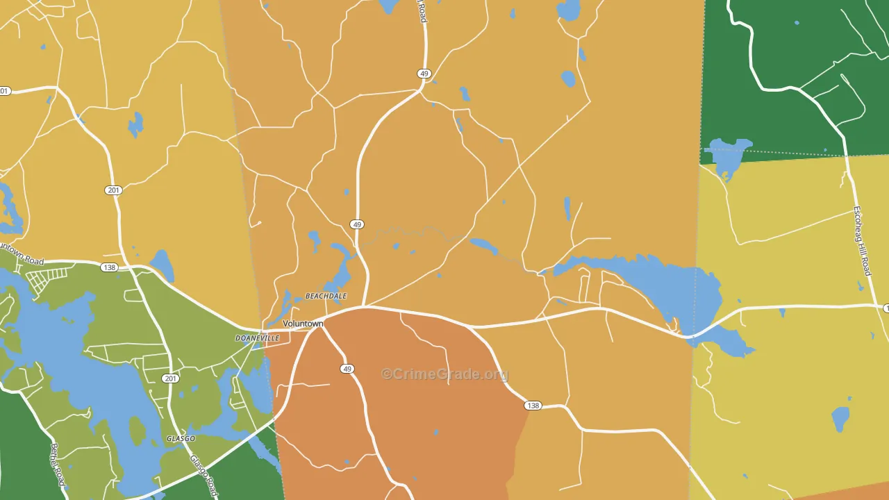 Voluntown, CT Map of Robbery Rates