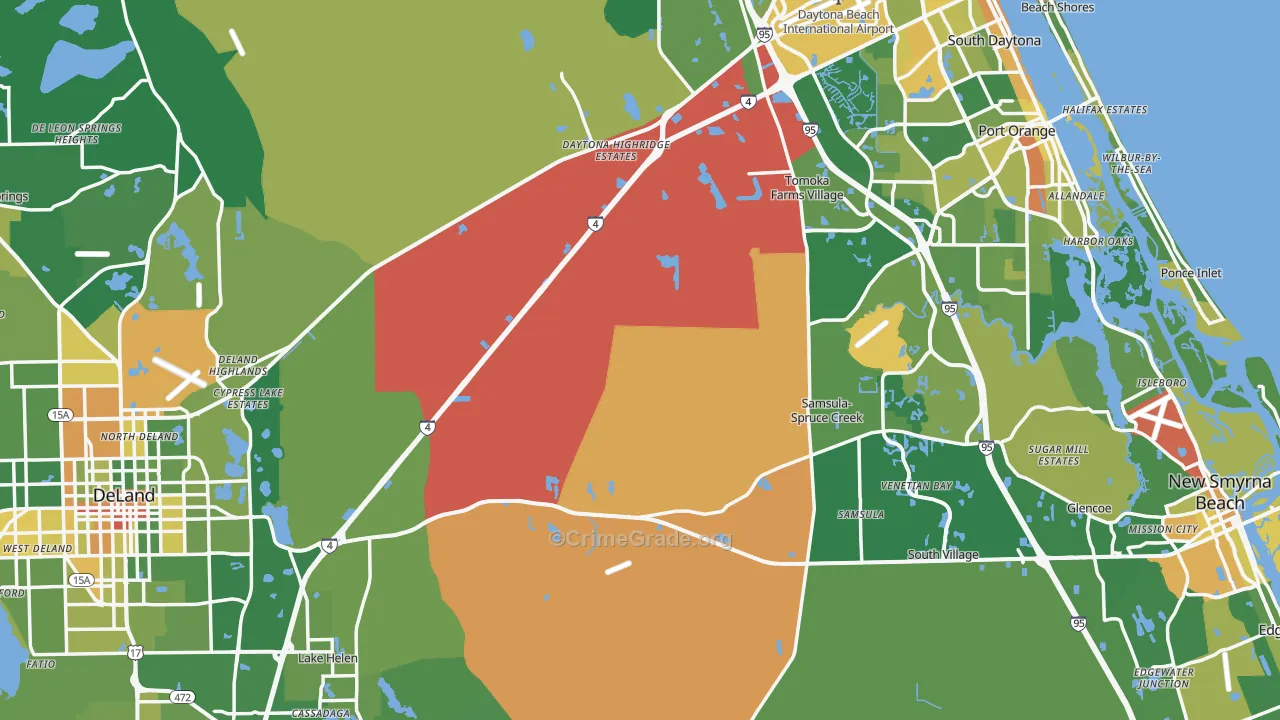 Volusia County, FL Map of Robbery Rates