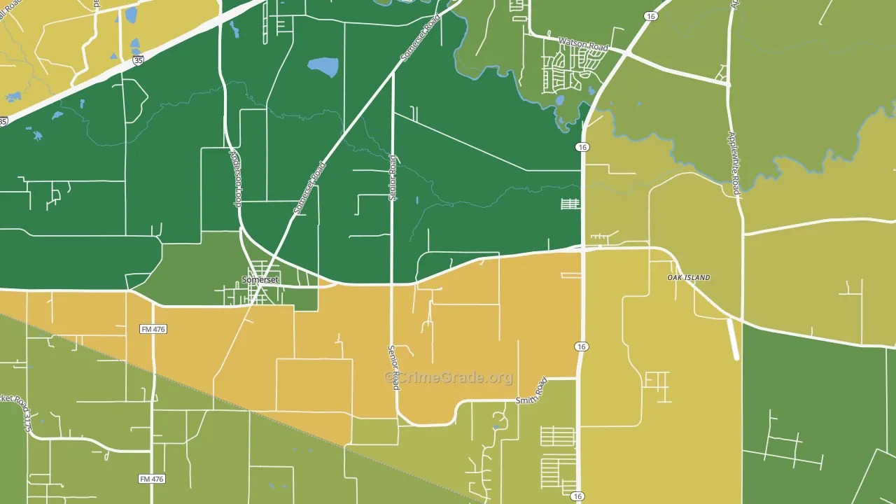 Von Ormy, TX Map of Robbery Rates