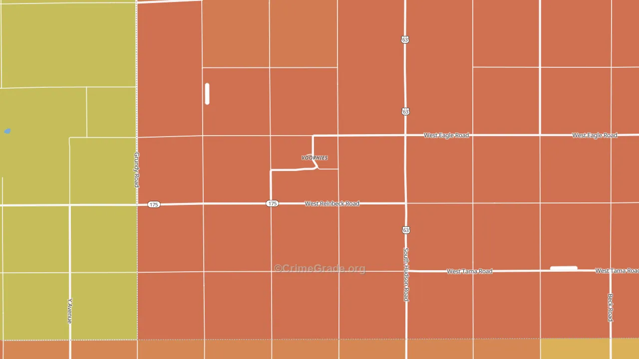 Voorhies, IA Map of Robbery Rates
