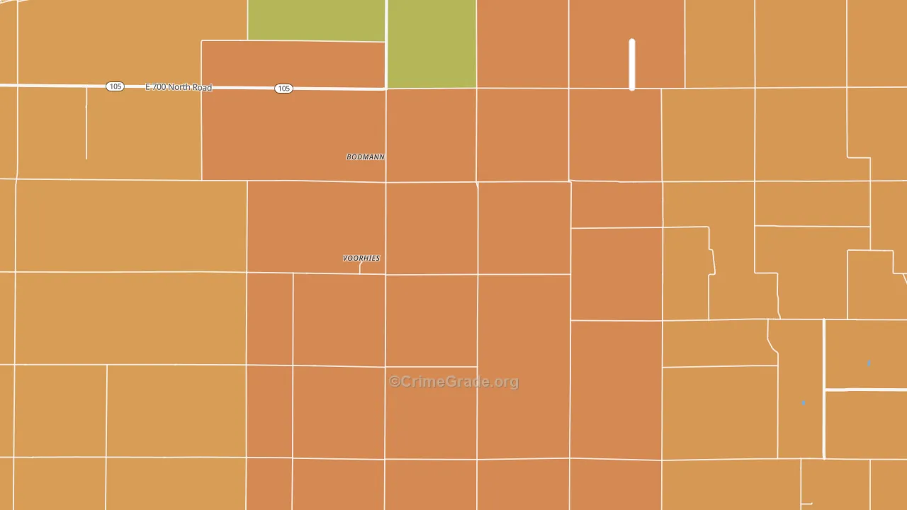 Voorhies, IL Map of Robbery Rates