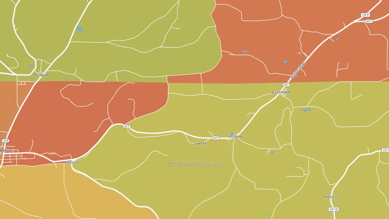 Vosburg, NY Map of Robbery Rates