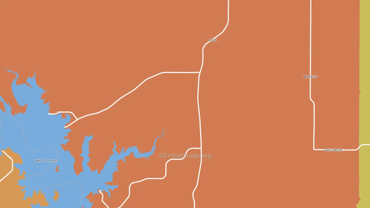 Voss, TX Map of Robbery Rates