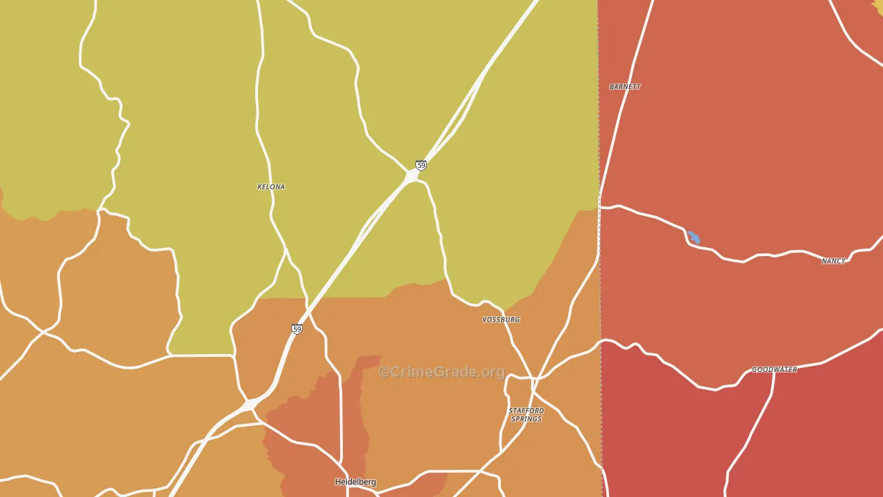 Vossburg, MS Map of Robbery Rates