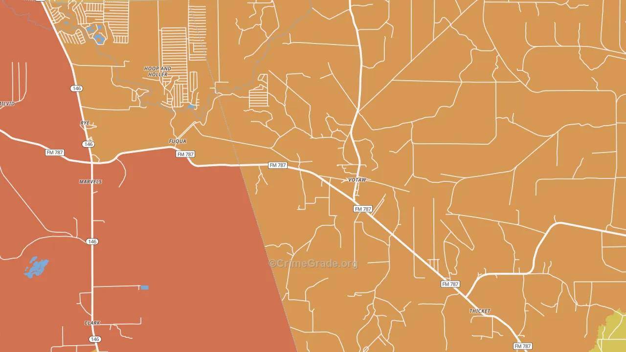 Votaw, TX Map of Robbery Rates