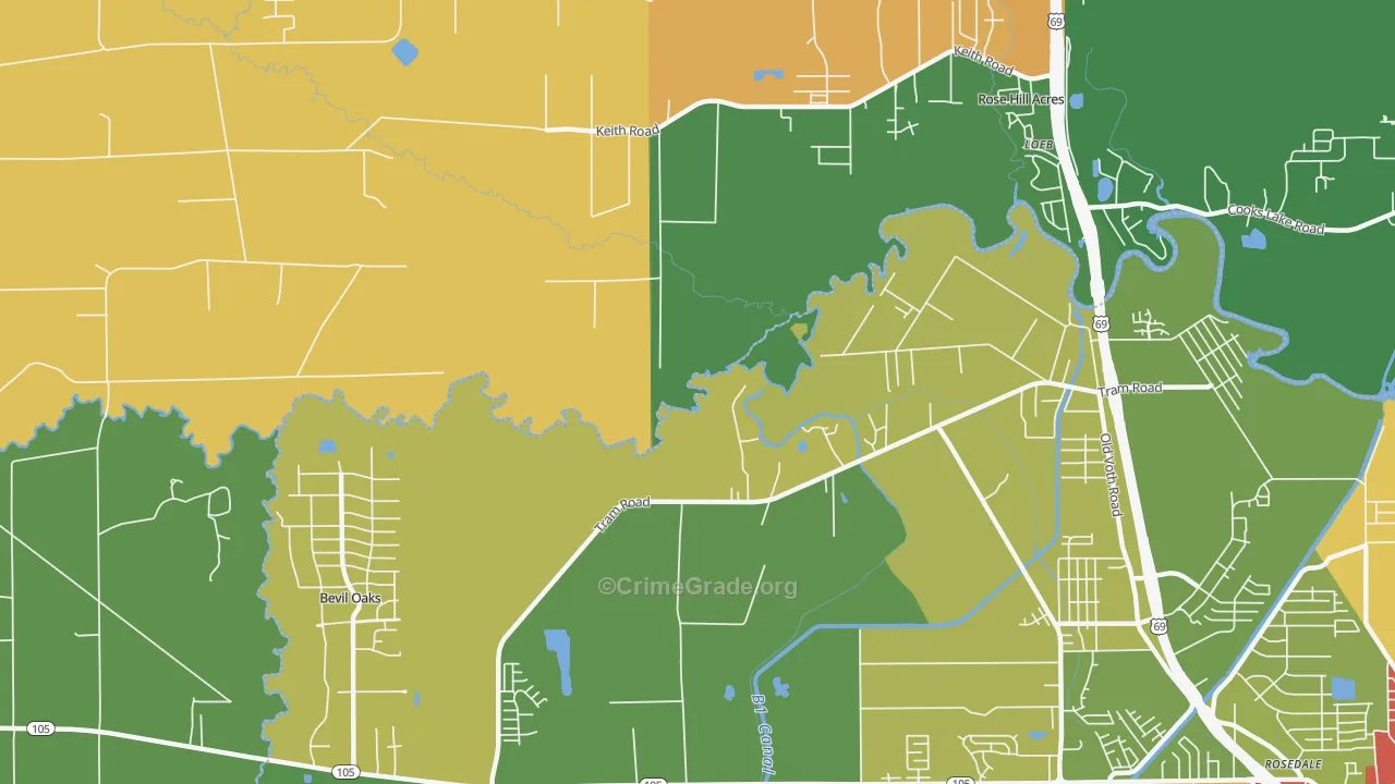 Voth, TX Map of Robbery Rates