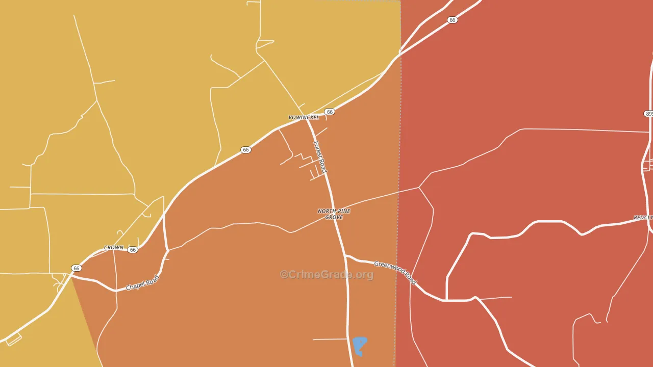 Vowinckel, PA Map of Robbery Rates