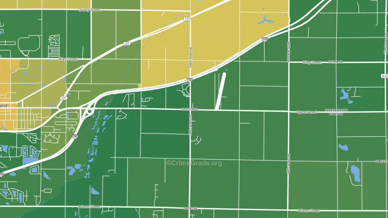 Vriesland, MI Map of Robbery Rates