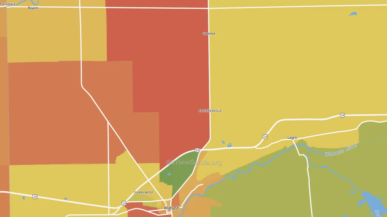 Wabash County, IN Map of Robbery Rates