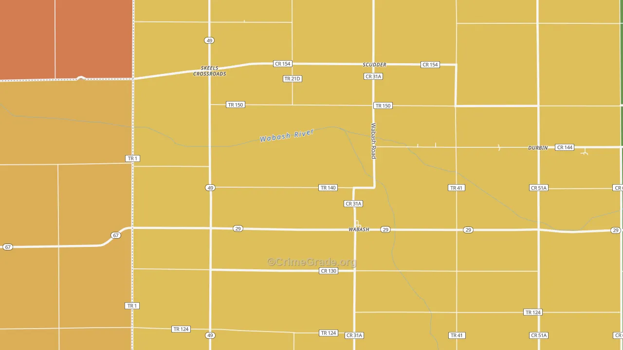 Wabash, OH Map of Robbery Rates