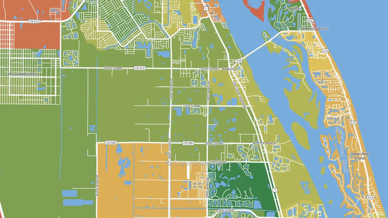 Wabasso, FL Map of Robbery Rates