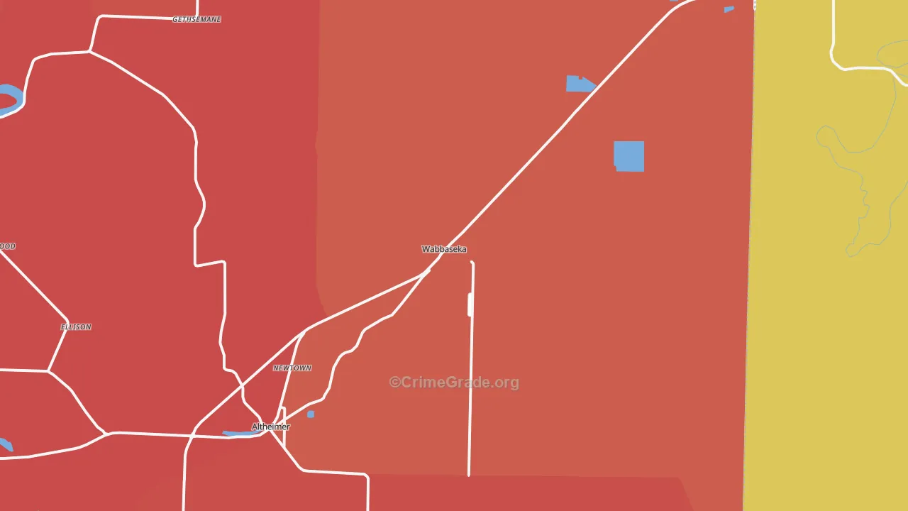 Wabbaseka, AR Map of Robbery Rates