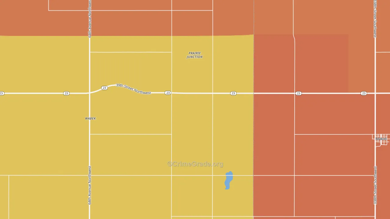 Wabek, ND Map of Robbery Rates