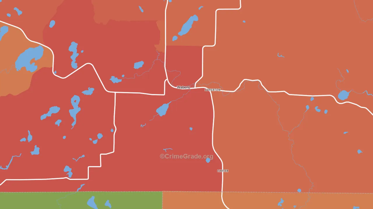 Wabeno, WI Map of Robbery Rates