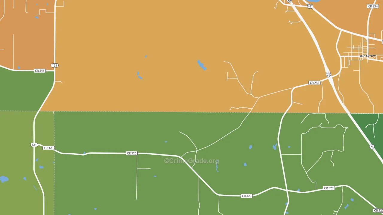 Wacahoota, FL Map of Robbery Rates