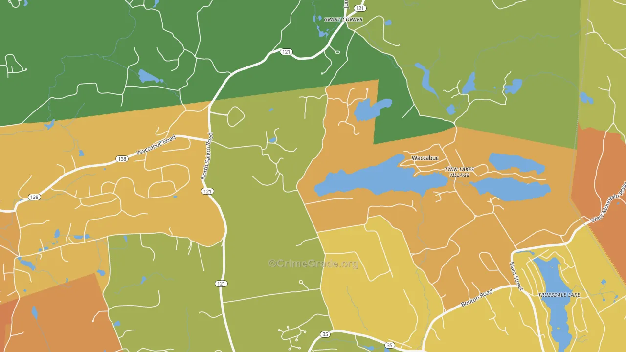Waccabuc, NY Map of Robbery Rates