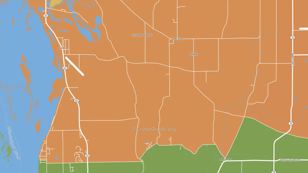 Wacker, IL Map of Robbery Rates
