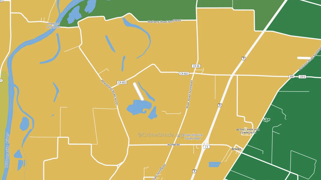 Waconda, OR Map of Robbery Rates