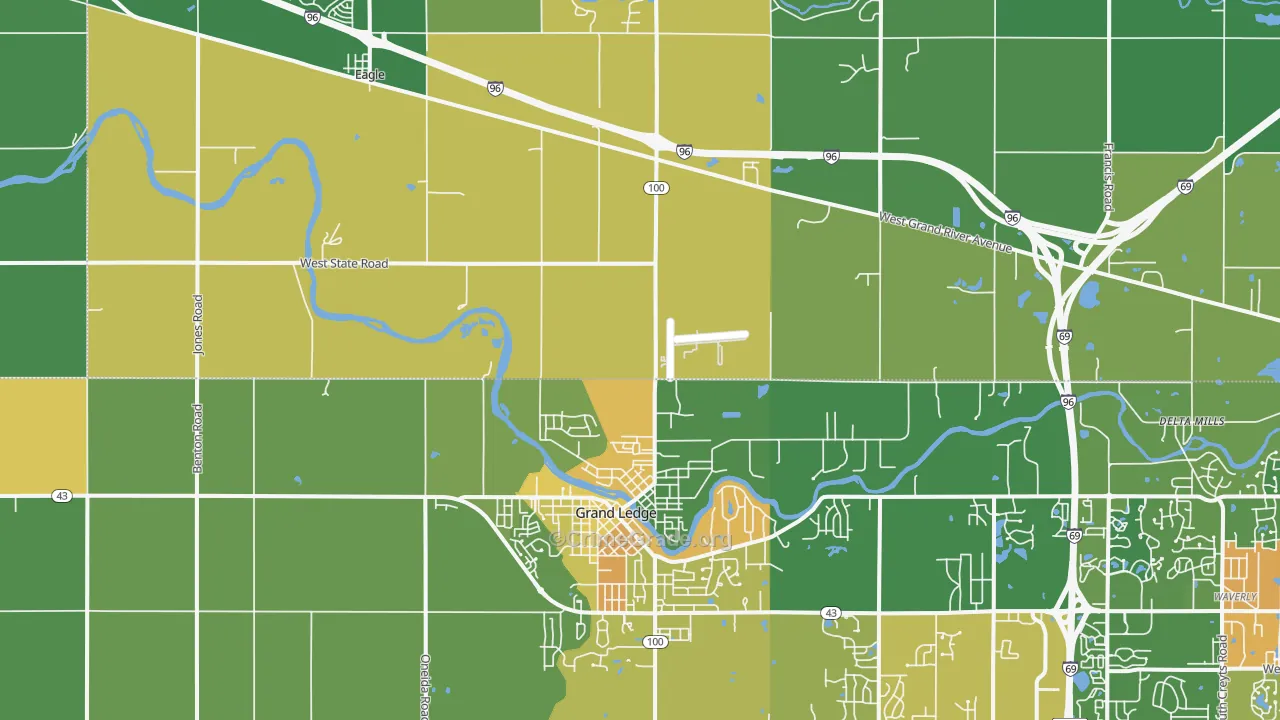 Wacousta, MI Map of Robbery Rates