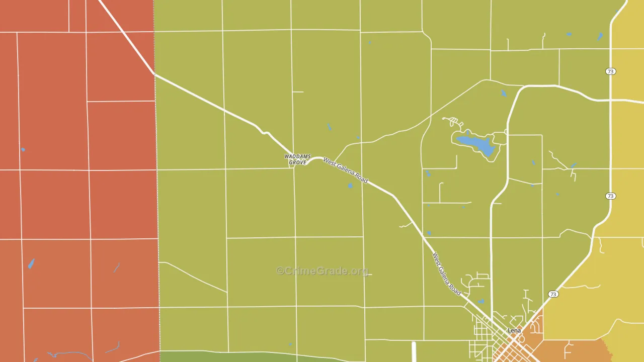 Waddams Grove, IL Map of Robbery Rates