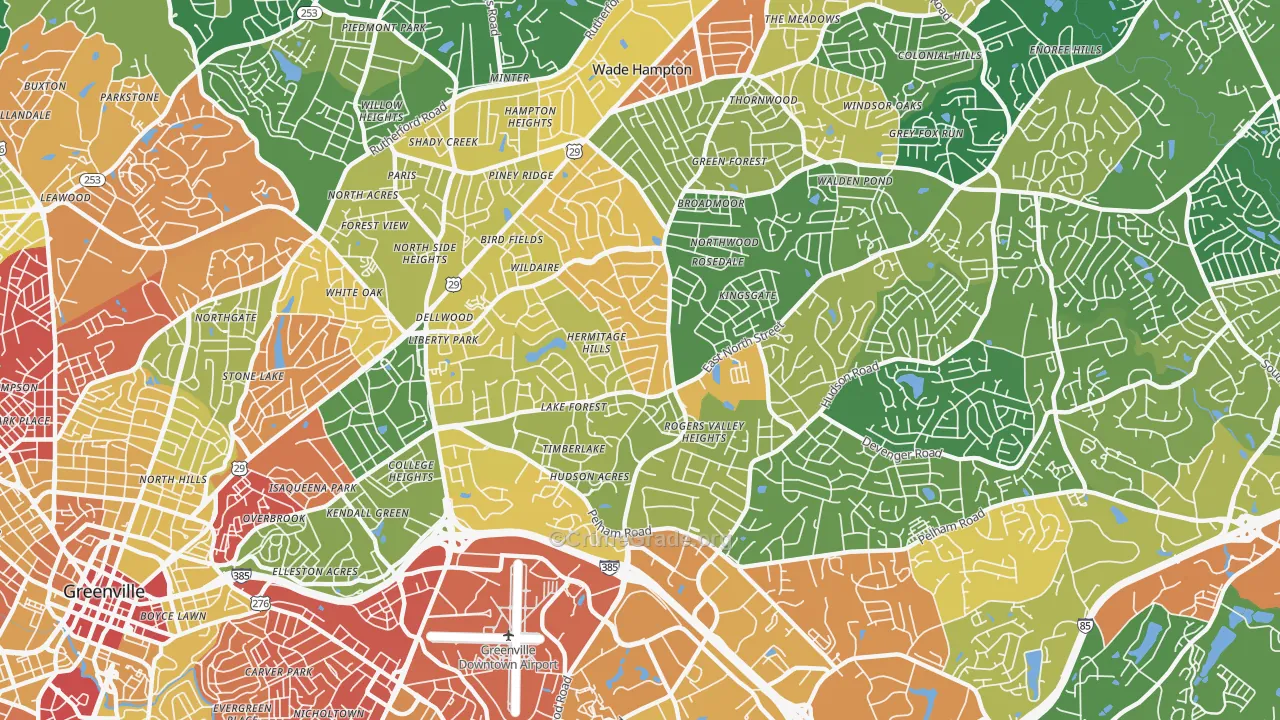 Wade Hampton, SC Map of Robbery Rates