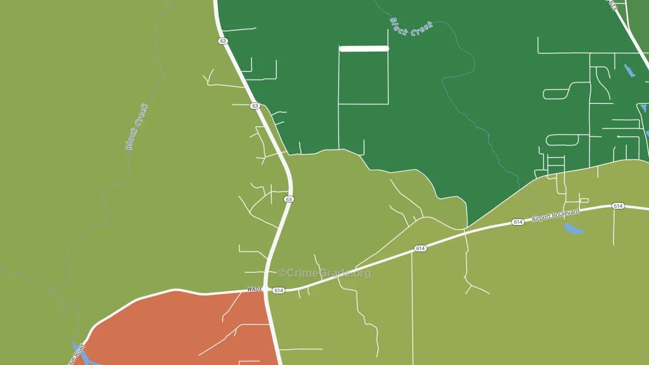 Wade, MS Map of Robbery Rates