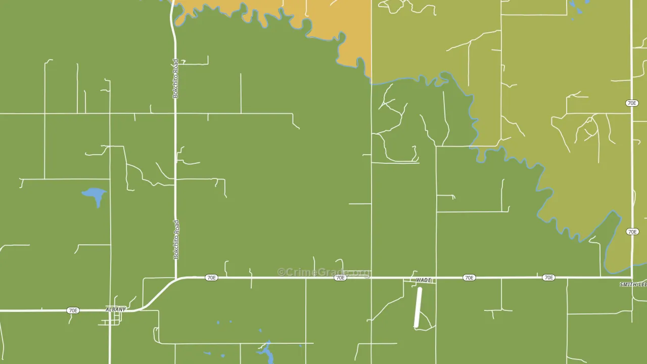 Wade, OK Map of Robbery Rates