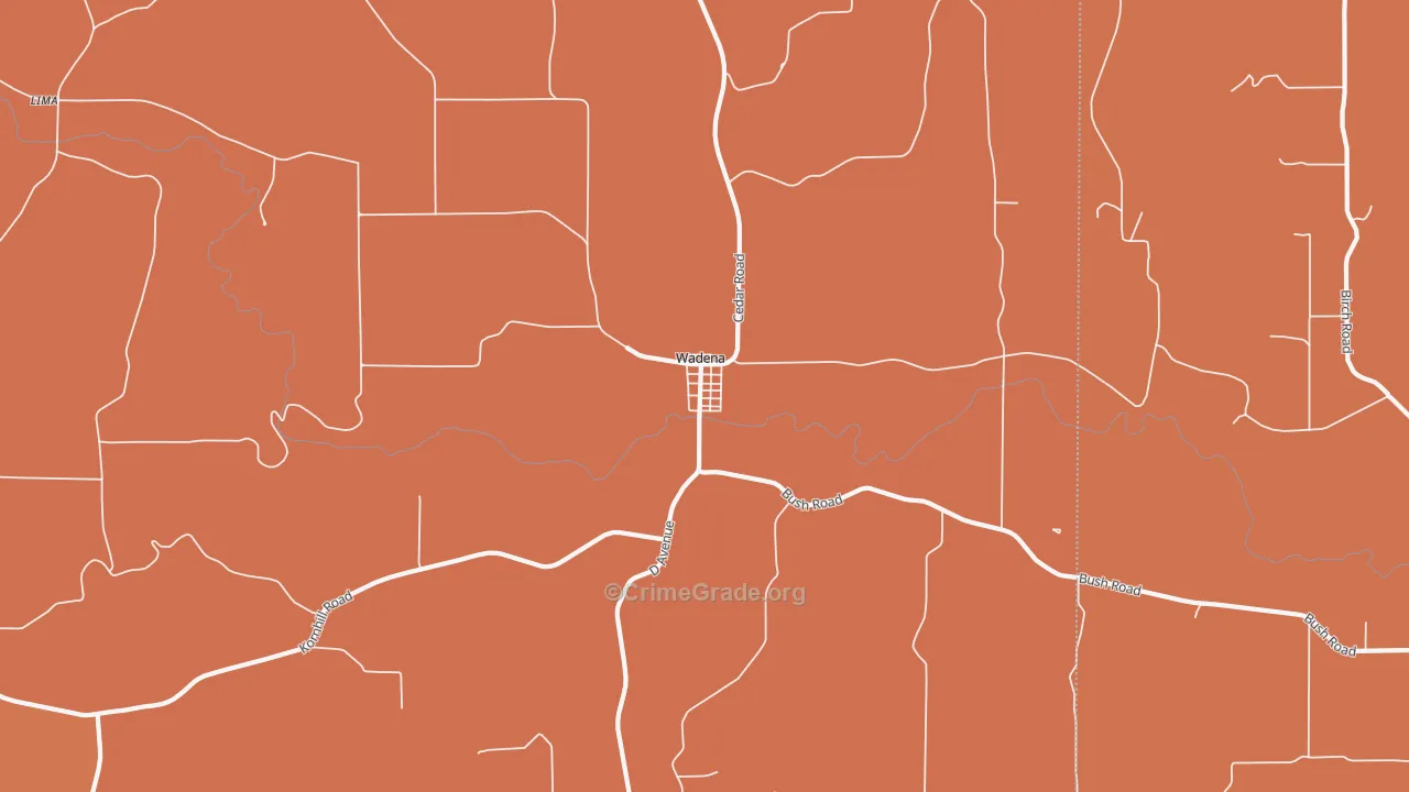 Wadena, IA Map of Robbery Rates