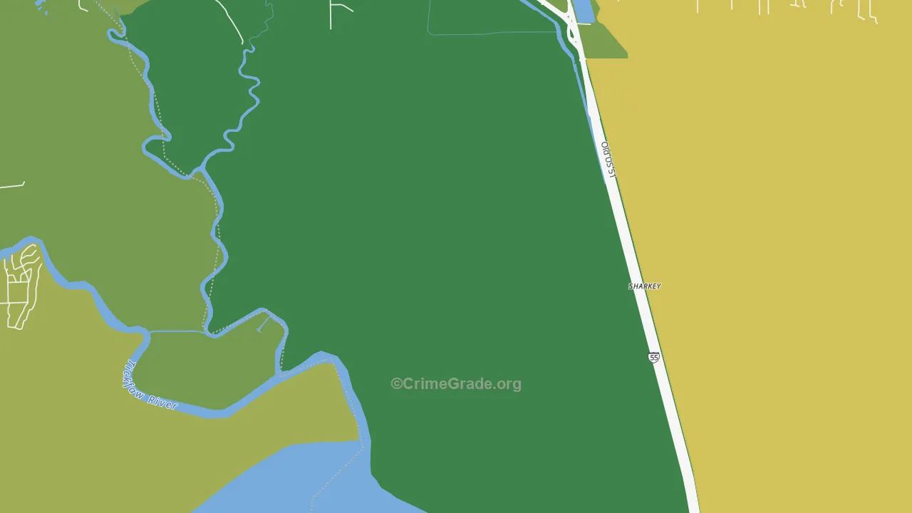 Wadesboro, LA Map of Robbery Rates